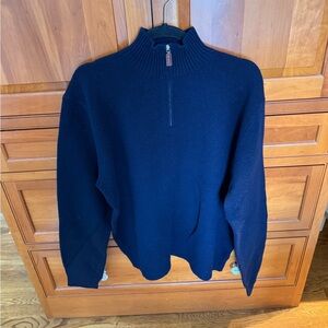 Polo Ralph Lauren Navy Wool Quarter Zip Sweater